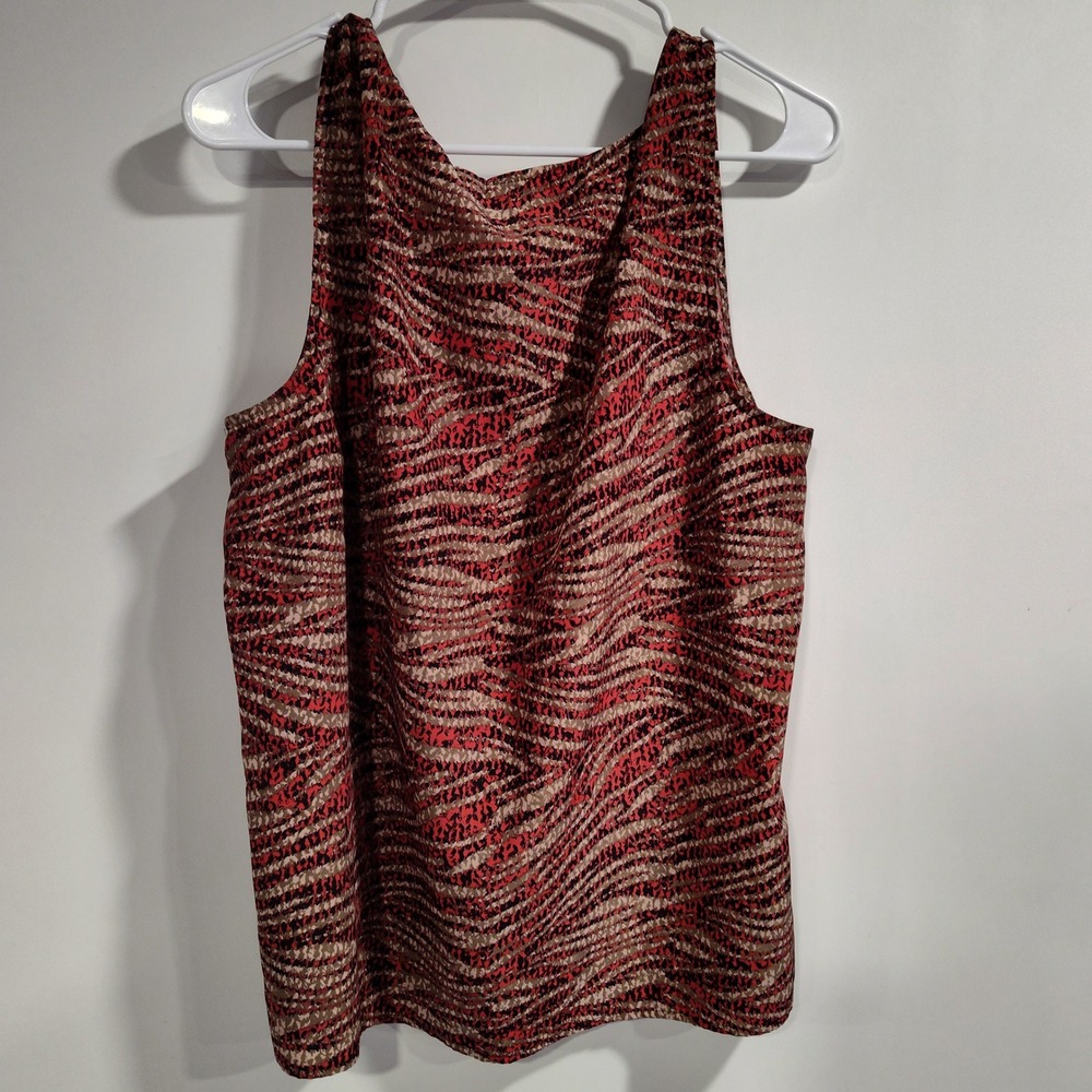 Chicos Womens Red Tan Black Abstract Animal Print Sleeveless Tank Top Blouse 3